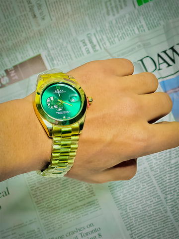 Rolex Date Just Green Dial Golden Watch